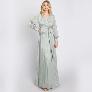 PINKBLUSH Mint Shimmer Stripe Maxi Dress
